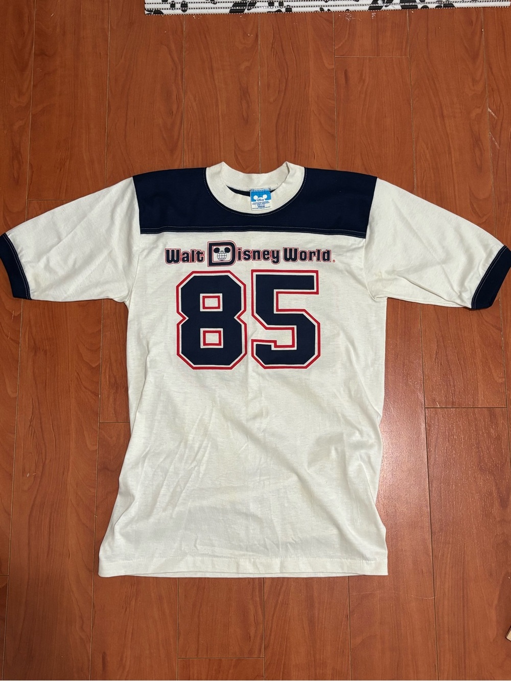 VTG 80’s Walt Disney World 85 Football Jersey Ringer Tee Size Small